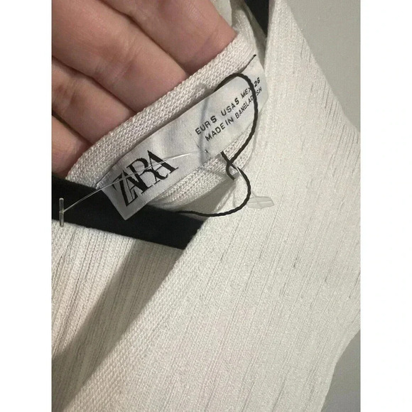 ZARA White Crinkle Oversized Sleeveless Split Side Tunic Women’s Size Small - Picture 3 of 5